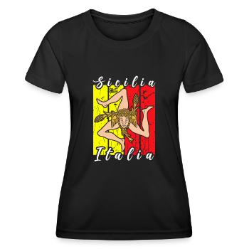 Sizilien flagge Sizilien Palermo Italien - Frauen Funktions-T-Shirt - Schwarz - Vorne - AI Model Female 172 light (172cm)
