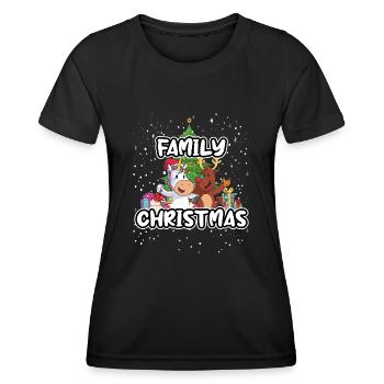 Christmas Family Christmas Tree - Frauen Funktions-T-Shirt - Schwarz - Vorne - AI Model Female 172 light (172cm)