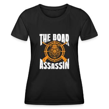 Chasse au sanglier chasseur sanglier - T-shirt sport Femme - noir - Devant - AI Model Female 172 light (172cm)