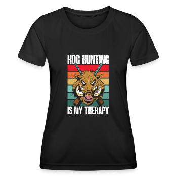 Chasse au sanglier chasseur sanglier - T-shirt sport Femme - noir - Devant - AI Model Female 172 light (172cm)