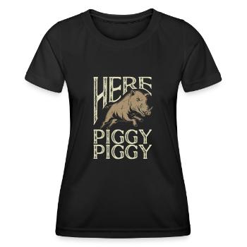 Chasse au sanglier chasseur sanglier - T-shirt sport Femme - noir - Devant - AI Model Female 172 light (172cm)