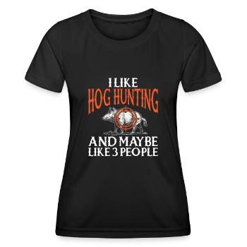 Chasse au sanglier chasseur sanglier - T-shirt sport Femme - noir - Devant - AI Model Female 172 light (172cm)