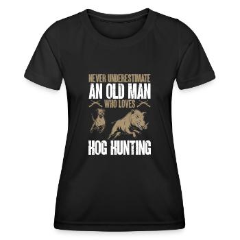 Chasse au sanglier chasseur sanglier - T-shirt sport Femme - noir - Devant - AI Model Female 172 light (172cm)