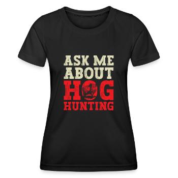 Chasse au sanglier chasseur sanglier - T-shirt sport Femme - noir - Devant - AI Model Female 172 light (172cm)