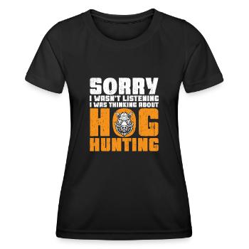 Chasse au sanglier chasseur sanglier - T-shirt sport Femme - noir - Devant - AI Model Female 172 light (172cm)