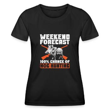 Chasse au sanglier chasseur sanglier - T-shirt sport Femme - noir - Devant - AI Model Female 172 light (172cm)