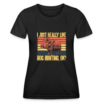 Chasse au sanglier chasseur sanglier - T-shirt sport Femme - noir - Devant - AI Model Female 172 light (172cm)