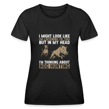 Chasse au sanglier chasseur sanglier - T-shirt sport Femme - noir - Devant - AI Model Female 172 light (172cm)