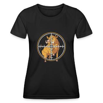 Chasse au sanglier chasseur sanglier - T-shirt sport Femme - noir - Devant - AI Model Female 172 light (172cm)