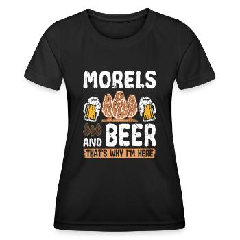 Beer Drinking Morel Hunting - Frauen Funktions-T-Shirt - Schwarz - Vorne - AI Model Female 172 light (172cm)