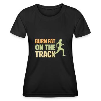 Burn fat on the track Track & field - Frauen Funktions-T-Shirt - Schwarz - Vorne - AI Model Female 172 light (172cm)