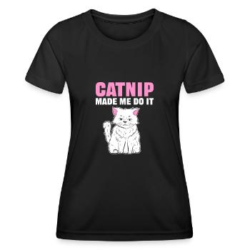 L’herbe à chat m’a fait le faire Cat Nip - T-shirt sport Femme - noir - Devant - AI Model Female 172 light (172cm)