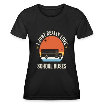 J’aime vraiment les autobus scolaires rétro vintage - T-shirt sport Femme - noir - Devant - AI Model Female 172 light (172cm)