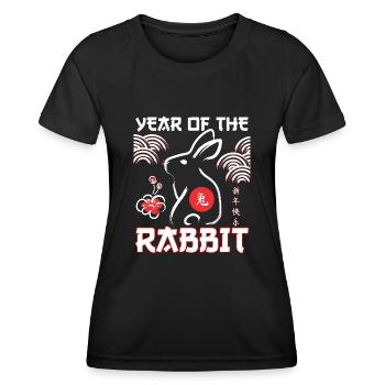 Jahr des Kaninchens Chinesisches Neujahr Mondfrühling - Frauen Funktions-T-Shirt - Schwarz - Vorne - AI Model Female 172 light (172cm)