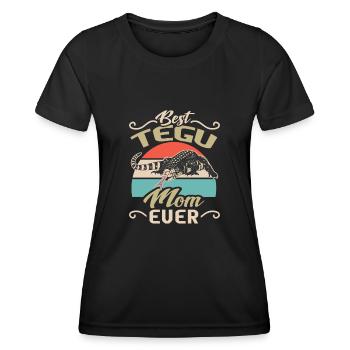Tegu Eidechse Reptil Herpetologe - Frauen Funktions-T-Shirt - Schwarz - Vorne - AI Model Female 172 light (172cm)