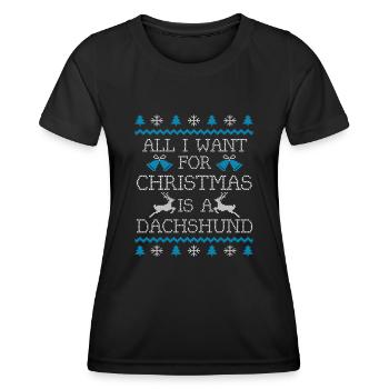 Christmas Dachshund Funny - Frauen Funktions-T-Shirt - Schwarz - Vorne - AI Model Female 172 light (172cm)