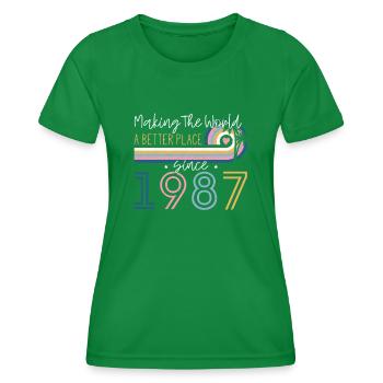 35 Year Old Woman Making The World Better Place - Women's Functional T-Shirt - kelly green - Front - AI Model Female 172 dark (172cm)