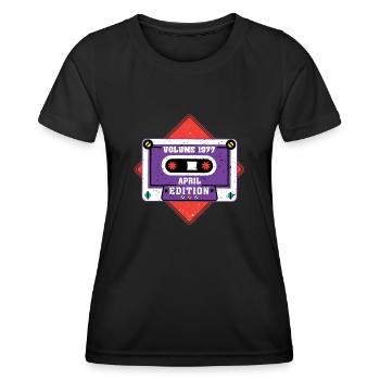 Volume 1977 Édition avril - T-shirt sport Femme - noir - Devant - AI Model Female 172 light (172cm)