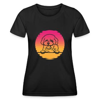 Bichon Frise - T-shirt sport Femme - noir - Devant - AI Model Female 172 light (172cm)