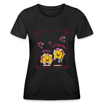 C’est un monde de tacos alors mangez le dessin animé - T-shirt sport Femme - noir - Devant - AI Model Female 172 light (172cm)