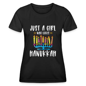 Just A Girl Who Loves Hanukkah Menorah Jewish - Women's Functional T-Shirt - black - Front - AI Model Female 172 light (172cm)