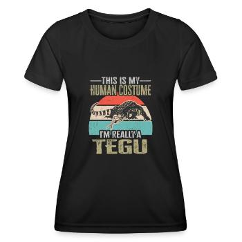 Tegu Eidechse Reptil Herpetologe - Frauen Funktions-T-Shirt - Schwarz - Vorne - AI Model Female 172 light (172cm)