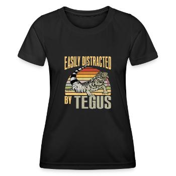 Tegu Eidechse Reptil Herpetologe - Frauen Funktions-T-Shirt - Schwarz - Vorne - AI Model Female 172 light (172cm)