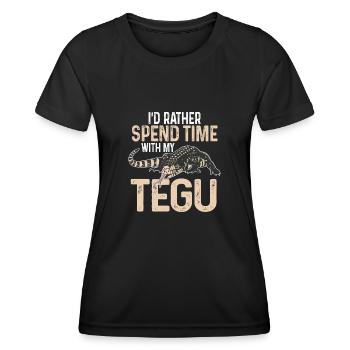 Tegu Eidechse Reptil Herpetologe - Frauen Funktions-T-Shirt - Schwarz - Vorne - AI Model Female 172 light (172cm)