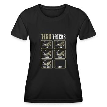 Tegu Eidechse Reptil Herpetologe - Frauen Funktions-T-Shirt - Schwarz - Vorne - AI Model Female 172 light (172cm)