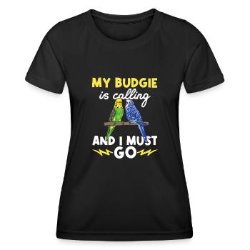 Budgerigar Parakeet Bird Pet Gift - Women's Functional T-Shirt - black - Front - AI Model Female 172 light (172cm)
