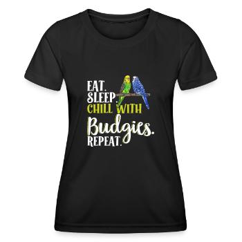 Budgerigar Parakeet Bird Pet Gift - Women's Functional T-Shirt - black - Front - AI Model Female 172 light (172cm)