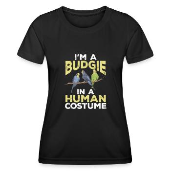 Budgerigar Parakeet Bird Pet Gift - Women's Functional T-Shirt - black - Front - AI Model Female 172 light (172cm)