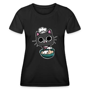 Kitty making Biscuits Cat Black - Women's Functional T-Shirt - black - Front - AI Model Female 172 light (172cm)