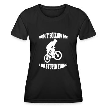 Mountainbike Fahrradtour Fahrradfahrer Radfahren - Frauen Funktions-T-Shirt - Schwarz - Vorne - AI Model Female 172 light (172cm)