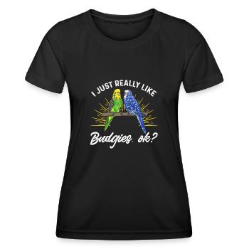 Budgerigar Parakeet Bird Pet Gift - Women's Functional T-Shirt - black - Front - AI Model Female 172 light (172cm)