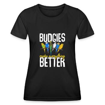 Budgerigar Parakeet Bird Pet Gift - Women's Functional T-Shirt - black - Front - AI Model Female 172 light (172cm)