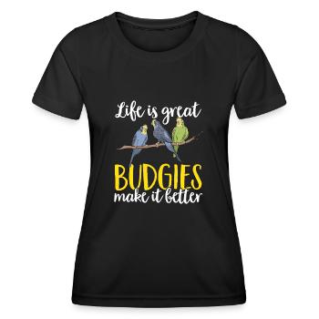 Budgerigar Parakeet Bird Pet Gift - Women's Functional T-Shirt - black - Front - AI Model Female 172 light (172cm)