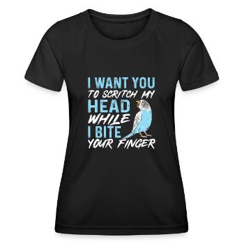 Budgerigar Parakeet Bird Pet Gift - Women's Functional T-Shirt - black - Front - AI Model Female 172 light (172cm)