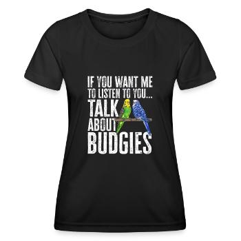 Budgerigar Parakeet Bird Pet Gift - Women's Functional T-Shirt - black - Front - AI Model Female 172 light (172cm)