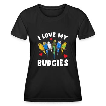 Budgerigar Parakeet Bird Pet Gift - Women's Functional T-Shirt - black - Front - AI Model Female 172 light (172cm)