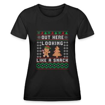 Out Here Looking Like A Snack Christmas Cookie - Women's Functional T-Shirt - black - Front - AI Model Female 172 light (172cm)