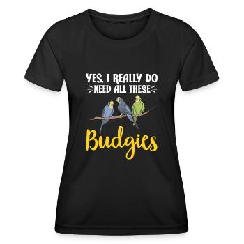Budgerigar Parakeet Bird Pet Gift - Women's Functional T-Shirt - black - Front - AI Model Female 172 light (172cm)