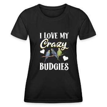 Budgerigar Parakeet Bird Pet Gift - Women's Functional T-Shirt - black - Front - AI Model Female 172 light (172cm)