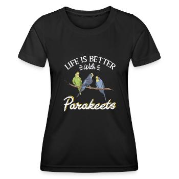 Budgerigar Parakeet Bird Pet Gift - Women's Functional T-Shirt - black - Front - AI Model Female 172 light (172cm)