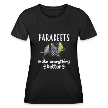 Budgerigar Parakeet Bird Pet Gift - Women's Functional T-Shirt - black - Front - AI Model Female 172 light (172cm)