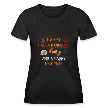 Happy Hallothanksmas and a Happy New Year - Frauen Funktions-T-Shirt - Schwarz - Vorne - AI Model Female 172 light (172cm)