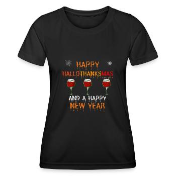 Happy Hallothanksmas and a Happy New Year - Frauen Funktions-T-Shirt - Schwarz - Vorne - AI Model Female 172 light (172cm)
