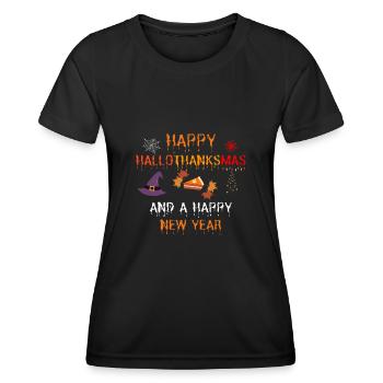 Happy Hallothanksmas and a Happy New Year - Frauen Funktions-T-Shirt - Schwarz - Vorne - AI Model Female 172 light (172cm)