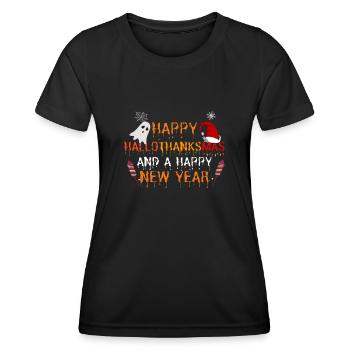 Happy Hallothanksmas and a Happy New Year - Frauen Funktions-T-Shirt - Schwarz - Vorne - AI Model Female 172 light (172cm)