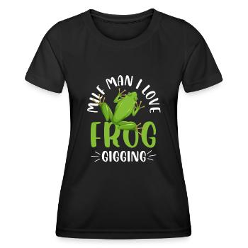 homme J’adore grenouille gigging Design pour une grenouille - T-shirt sport Femme - noir - Devant - AI Model Female 172 light (172cm)